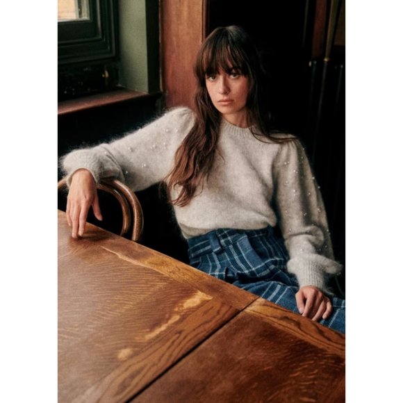 La Maille Sezane Mottled Grey Perle Jumper Sweater Size S - Picture 2 of 4